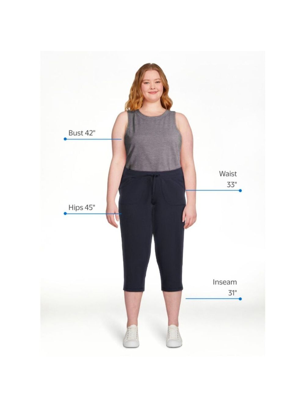 Women's Athletic Works Navy Knit Capri Pants Size XXL - Picture 3 of 10